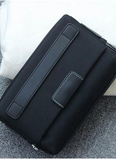Generic Casual Classic Clutch Bag Portable Large Capacity Lightweight Wallet Business Waterproof Oxford Canvas Zipper Card Holder with Wrist Strap for Men Travel Black  - Image 2