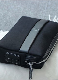 Generic Casual Classic Clutch Bag Portable Large Capacity Lightweight Wallet Business Waterproof Oxford Canvas Zipper Card Holder with Wrist Strap for Men Travel Black  - Image 4