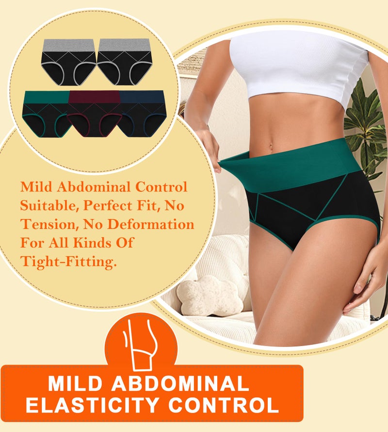 MISSWHO Womens Cotton Stretchy C Section High Waisted Underwear Tummy Control Briefs Breathable Postpartum Ladies 5 Pack Panties Medium - Image 3