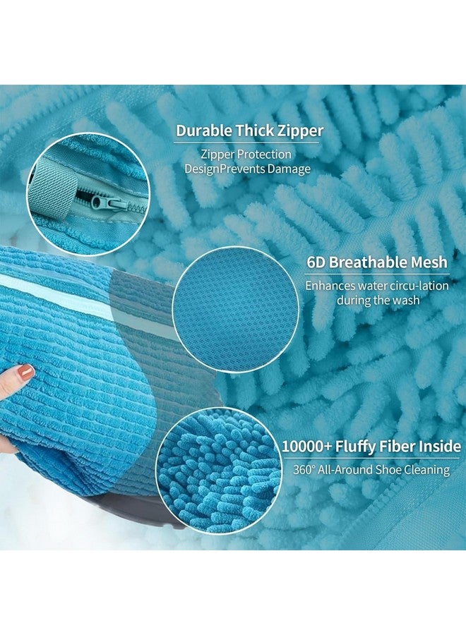 SIRTERIQ SIRTERIQ Shoe Washing Bag for Washing Machine & Dryer | Reusable Chenille Laundry Bag for Sneakers, Trainers & Delicates | Durable Side Zipper | 360° Deep Cleaning | Travel Shoe Organizer (Blue) - Image 3