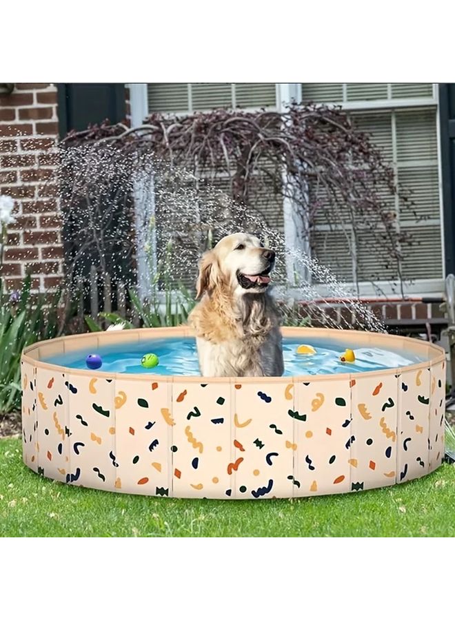 White Foldable Plastic Pet Pool 63 Inch Diameter Outdoor Swimming Tub - Image 1