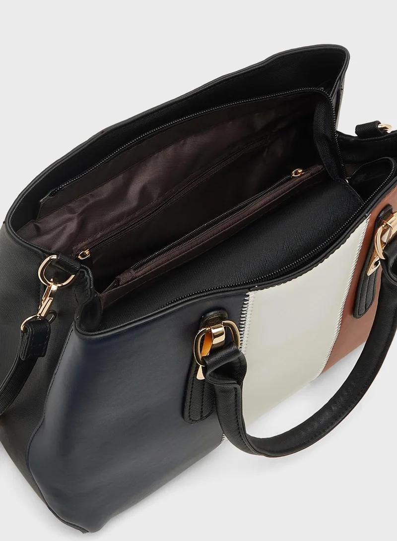 ELLA Black / Tan 4 In 1 Handbag Set With Tote, Crossbody, Pouch And Cardholder for Women | Best Price UAE