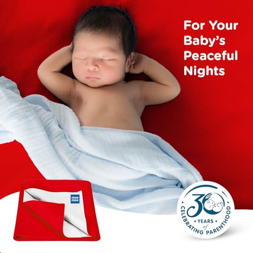 Mee Mee Reusable Water Proof Cotton Bed Protector Sheet/Extra Absorbent Mat/Dry Sheets/Urine Sheet/Dry Mat (70CmX100Cm) (Medium, Red) - Image 4