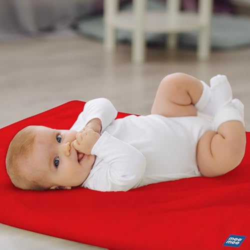 Mee Mee Reusable Water Proof Cotton Bed Protector Sheet/Extra Absorbent Mat/Dry Sheets/Urine Sheet/Dry Mat (70CmX100Cm) (Medium, Red) - Image 2