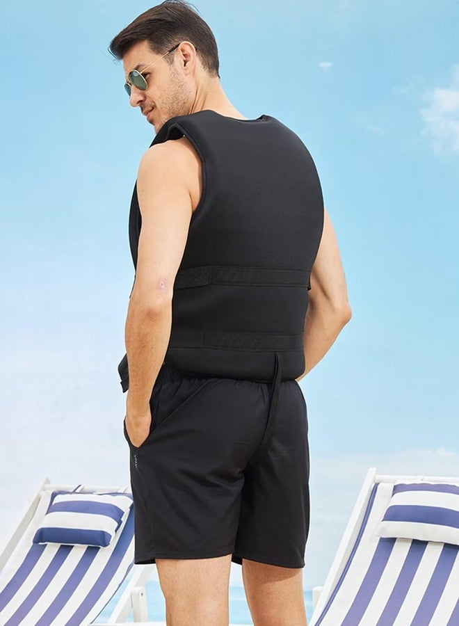 huraty Adjustable Swim Vest with Leg Straps, Neoprene Front Zipper Kayaking Fishing Vest, Adult Outdoor Water Sports Jacket for Adult Up to 130lbs(Black, M) - Image 5