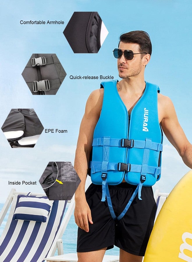 huraty Adjustable Swim Vest with Leg Straps, Neoprene Front Zipper Kayaking Fishing Vest, Adult Outdoor Water Sports Jacket for Adult Up to 130lbs(Black, M) - Image 3