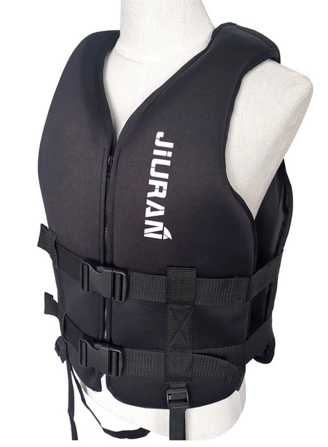 huraty Adjustable Swim Vest with Leg Straps, Neoprene Front Zipper Kayaking Fishing Vest, Adult Outdoor Water Sports Jacket for Adult Up to 130lbs(Black, M) - Image 2