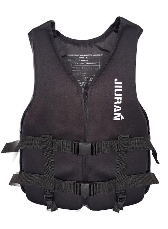 huraty Adjustable Swim Vest with Leg Straps, Neoprene Front Zipper Kayaking Fishing Vest, Adult Outdoor Water Sports Jacket for Adult Up to 130lbs(Black, M) - Image 1