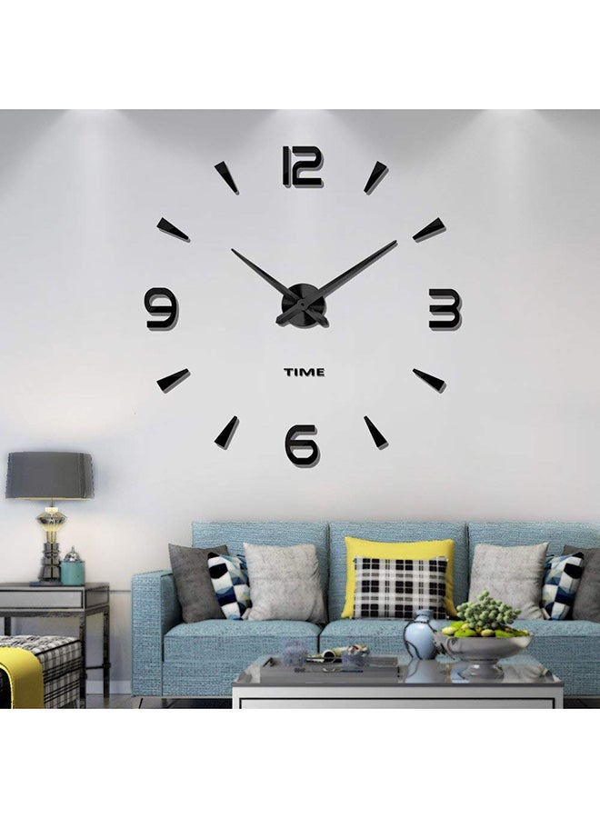 Maston 3D Wall Clock With Mirror Number Stickers Black 39x39inch - Image 1