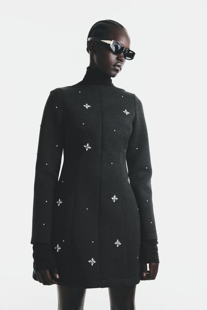 H&M Rhinestone-embellished scuba dress