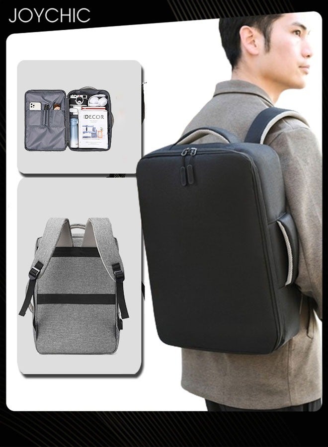 جوي شيك Solid Pattern Casual Waterproof Laptop Tote Bag Large Capacity Full Opening Backpack with USB Charging Port for Men School Office Work Travel Fit 15.6 inch Black - Image 1