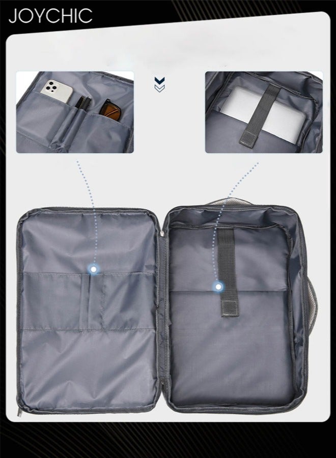 جوي شيك Solid Pattern Casual Waterproof Laptop Tote Bag Large Capacity Full Opening Backpack with USB Charging Port for Men School Office Work Travel Fit 15.6 inch Black - Image 4