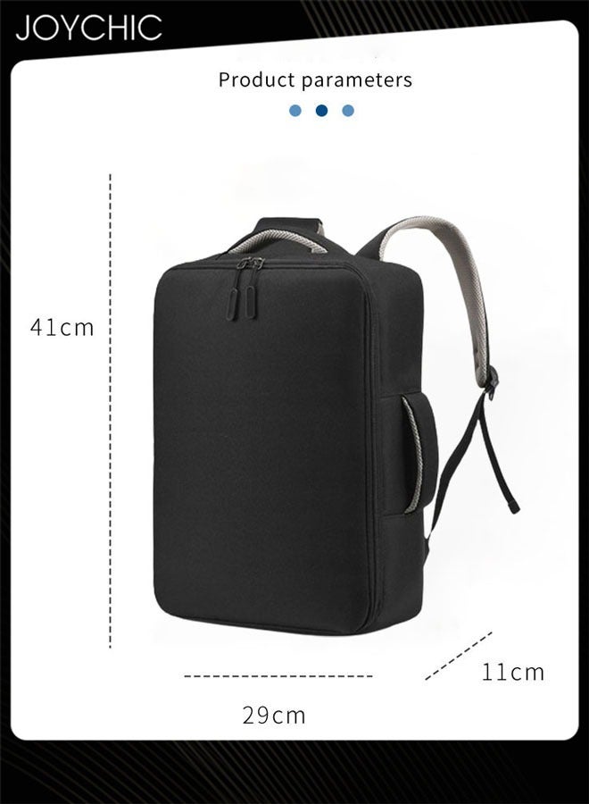 جوي شيك Solid Pattern Casual Waterproof Laptop Tote Bag Large Capacity Full Opening Backpack with USB Charging Port for Men School Office Work Travel Fit 15.6 inch Black - Image 5