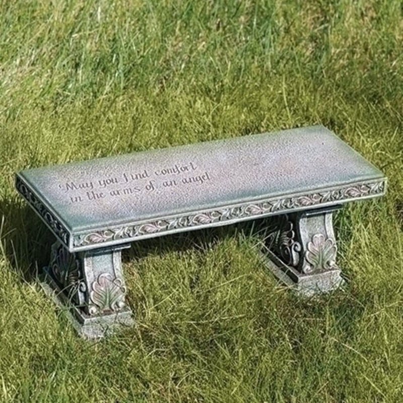 Roman Memorial Bench with Verse Inscribed on Top, 15.25-Inch, Resin, Small - Image 2