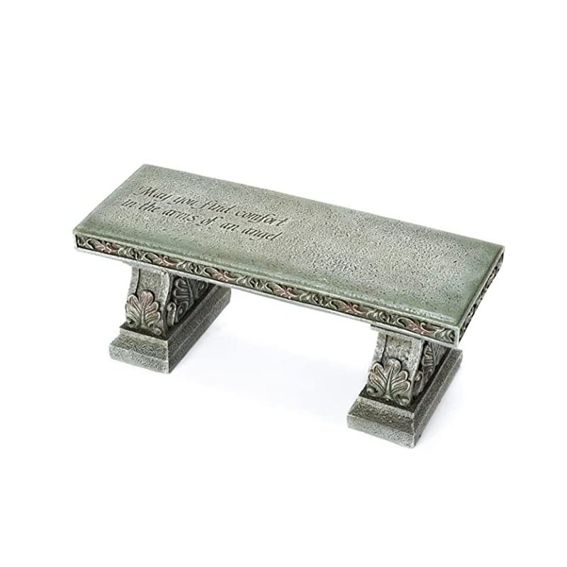 Roman Memorial Bench with Verse Inscribed on Top, 15.25-Inch, Resin, Small - Image 1