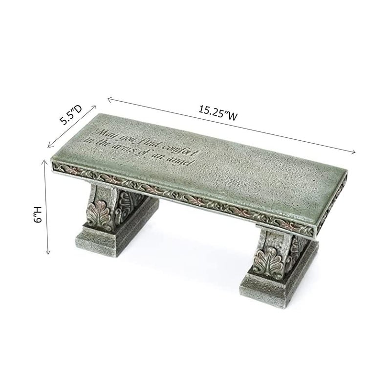 Roman Memorial Bench with Verse Inscribed on Top, 15.25-Inch, Resin, Small - Image 3