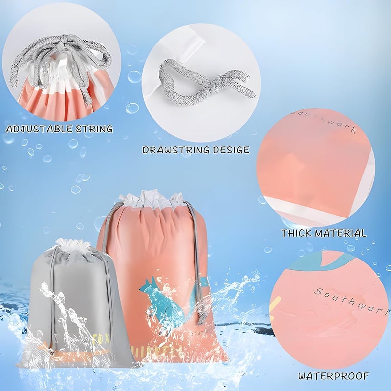حقائب بسحّاب مقاومة للماء من Xspring، مجموعة مكونة من 6 قطع من حقائب الظهر الخفيفة ذات السحّاب، حقائب رياضية، حقائب سباحة صغيرة وكبيرة، سهلة التنظيف، مناسبة لتخزين الأحذية أثناء الرياضة أو السباحة أو - Image 2