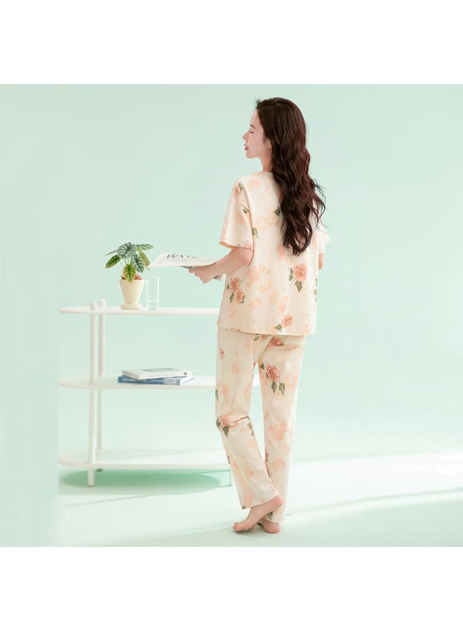 Fentengcare Women's Summer V-neck Printed Cotton Soft Pajama Set, Wearable Homewear, Gift For Girls - Image 3