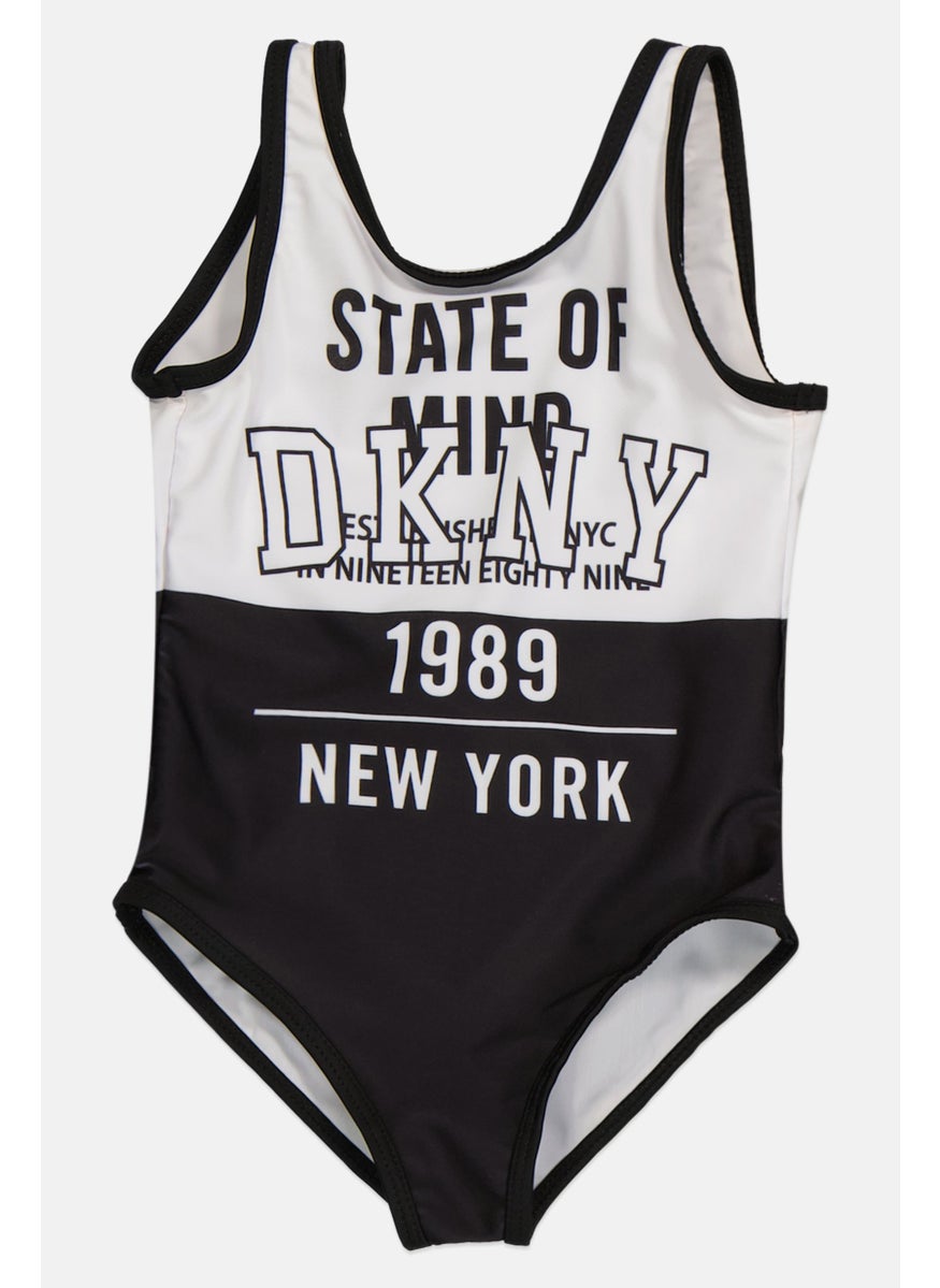 DKNY - Toddlers Girl Brand Logo One Piece Swimwear, White - Image 1