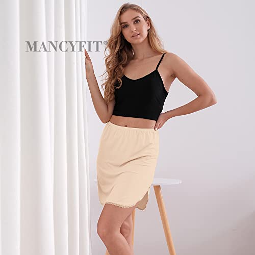 MANCYFIT Half Slips for Women Underskirt Short Mini Skirt with Floral Lace Trim (Lace Trim Nude, Small (US 4-6)) - Image 5