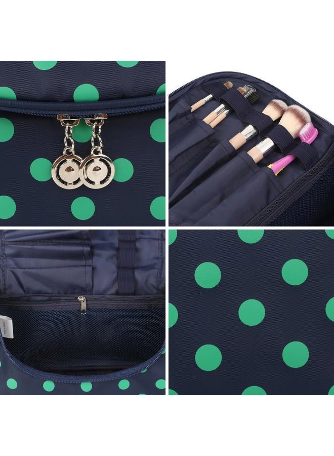 Yeiotsy Travel Cosmetic Bag Portable, Polka Dots Cute Toiletry Organizer Travel Makeup Bag for Women (Navy Blue) - Image 5