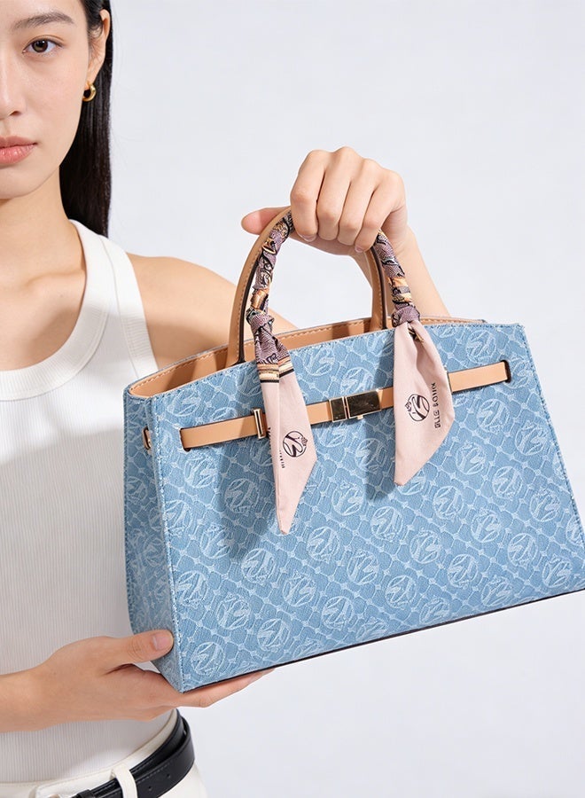 BLLE ROWN Bags for Ladies Women Shoulder Tote Bag Large Capacity Lightweight Travel Work Shopper Handbag Blue - Image 1