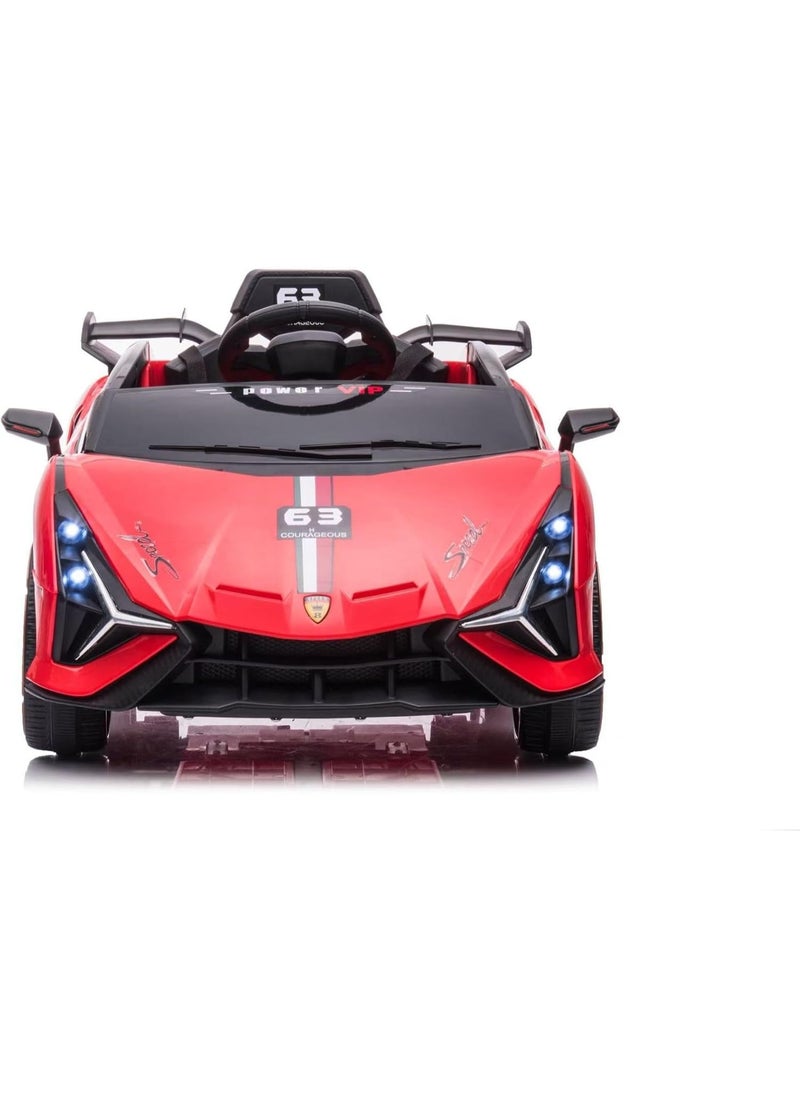 GOLD MANTIS 12V Electric Ride-On Car for Kids | Lamborghini Style Car with LED Lights, Music, Swing Mode, App Control, Double Doors (Red)  - Image 2
