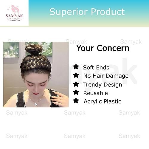 Samyak Synthetic Hair Braided Hair Band 4 Plaited Headband For Women & Girls Fashion Hair Accessory (Black) - Image 5