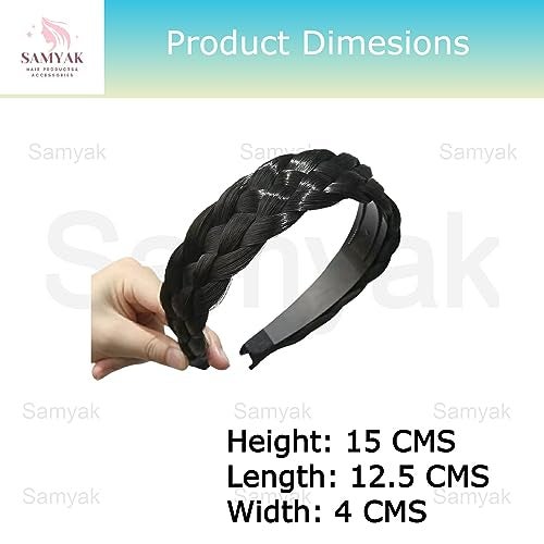 Samyak Synthetic Hair Braided Hair Band 4 Plaited Headband For Women & Girls Fashion Hair Accessory (Black) - Image 3