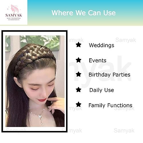 Samyak Synthetic Hair Braided Hair Band 4 Plaited Headband For Women & Girls Fashion Hair Accessory (Black) - Image 4