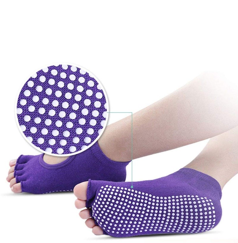 Digital Shoppy Women's Anti-Slip Massage Foot Care Tool Yoga Health Gel Orthopedic Socks (Dark Purple; Medium) -1 Pair - Image 3