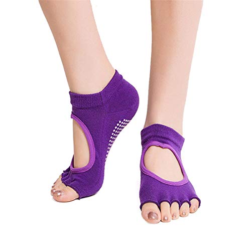 Digital Shoppy Women's Anti-Slip Massage Foot Care Tool Yoga Health Gel Orthopedic Socks (Dark Purple; Medium) -1 Pair - Image 4