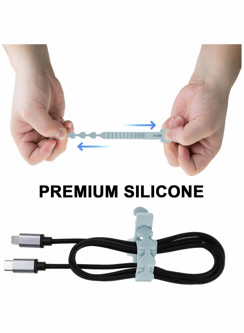 Loquat Self-Locking Silicone Cable Ties, 9.5Inch Long Cord Organizer for Phone, Computer, TV, All Appliances, Multi-Purpose Wire Management in Home, Kitchen, Office, School, Workshop 12pcs  (Blue) - Image 5