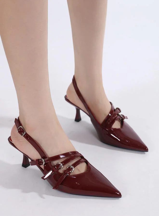 سنيك ايه بيك صندل بكعب رفيع ومقدمة مدببة