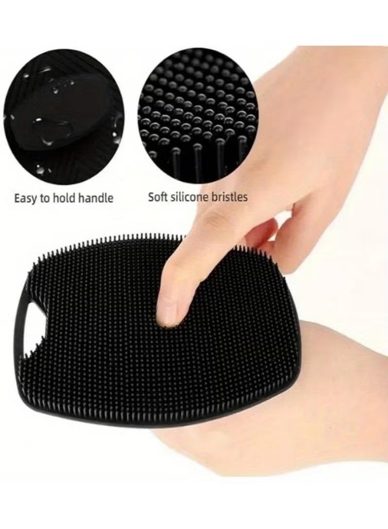MASIA Silicone Body Brush, Gentle Exfoliating Body Scrubber in Shower Silicone Loofah with Easily Leather Bristles, Long Lasting, and More Hygienic Than Traditional Shower Loofah 1Pack, Black - Image 3