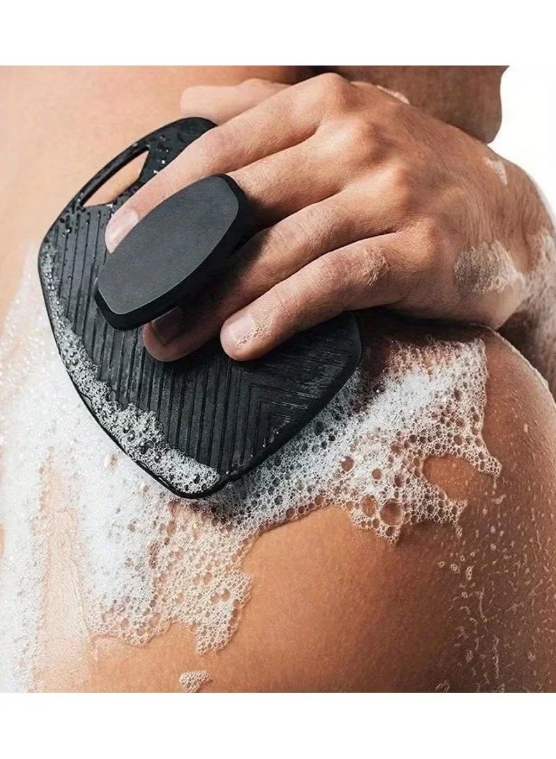 MASIA Silicone Body Brush, Gentle Exfoliating Body Scrubber in Shower Silicone Loofah with Easily Leather Bristles, Long Lasting, and More Hygienic Than Traditional Shower Loofah 1Pack, Black - Image 1