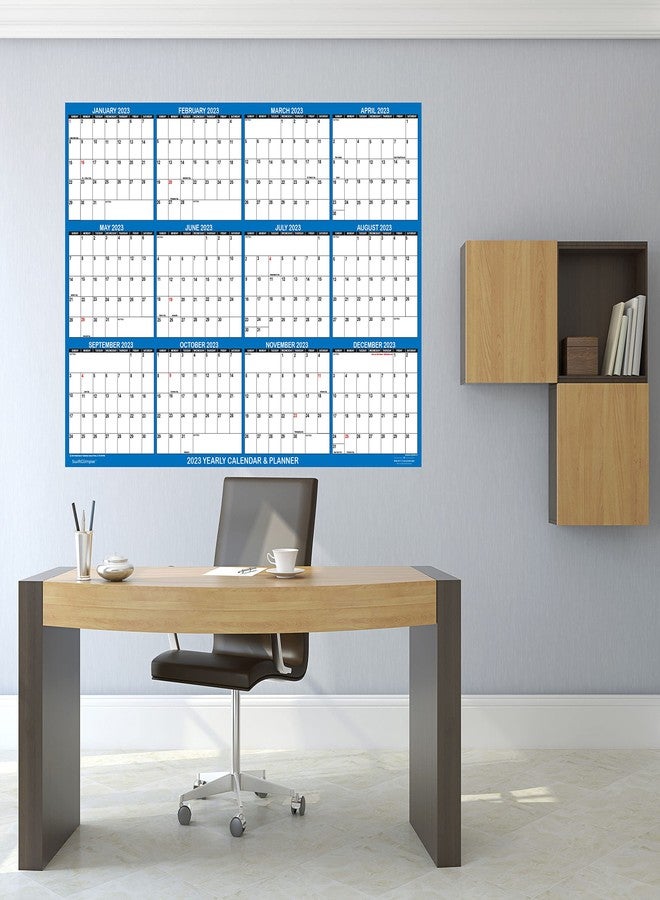 Swiftmaps 32" x 48" SwiftGlimpse 2026 Wall Calendar Erasable Large XL Wet & Dry Erase Laminated 12 Month Annual Yearly Wall Planner, Reversible, Navy - Image 5