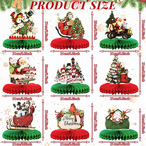 Sinmoe 9 Pcs Vintage Christmas Honeycomb Centerpieces Old World Xmas Party Centerpieces for Tables Victorian Christmas Table Decorations Table Toppers Christmas Paper Centerpiece Signs for Home Holiday - Image 5