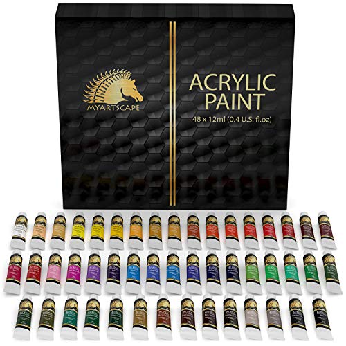 MyArtscape Acrylic Paint Set - 48 x 12ml Tubes - Lightfast - Heavy Body - Non Fading - Vibrant Colors - Artist Quality Painting Supplies - Professional Grade Paints - Image 1