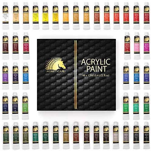 MyArtscape Acrylic Paint Set - 48 x 12ml Tubes - Lightfast - Heavy Body - Non Fading - Vibrant Colors - Artist Quality Painting Supplies - Professional Grade Paints - Image 4