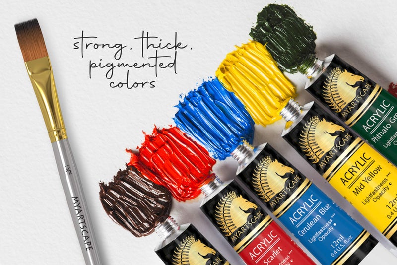 MyArtscape Acrylic Paint Set - 48 x 12ml Tubes - Lightfast - Heavy Body - Non Fading - Vibrant Colors - Artist Quality Painting Supplies - Professional Grade Paints - Image 3