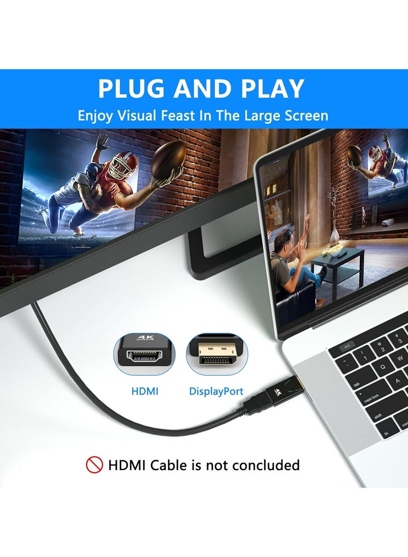 4K DisplayPort to HDMI Adapter, 2 Pack Uni-Directional DP PC to HDMI Monitor Converter, 4K Ultra HD DP Display Port to HDMI Adapter(Male to Female), Compatible for Lenovo Dell HP and Other Brand