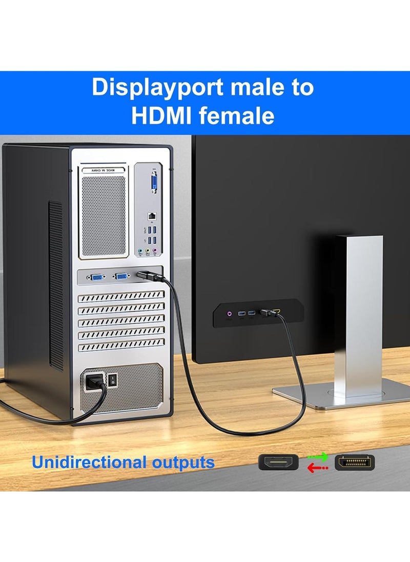 ماركة غير محددة محول 4K DisplayPort إلى HDMI، عبوتان من محول DP أحادي الاتجاه من الكمبيوتر الشخصي إلى HDMI للشاشة، محول 4K Ultra HD DP DisplayPort إلى HDMI (ذكر إلى أنثى)، متوافق مع Lenovo وDell وHP والعلامات التجا  - Image 5