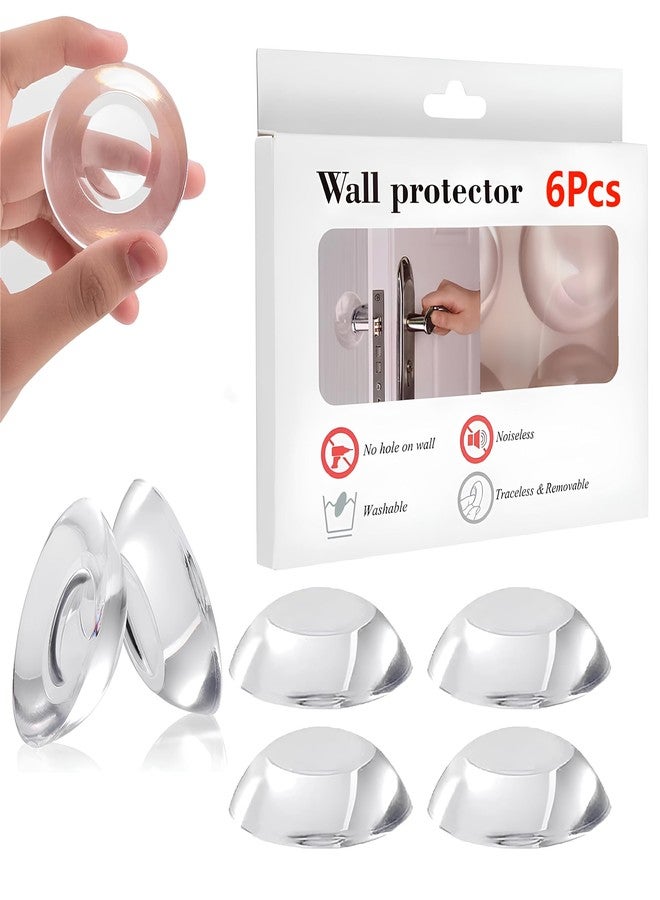 VINATOSLA Wash and Reusable Door Knob Wall Protector Transparent Round Silicone Glossy Door Handle Bumper for Doorknobs, Headboard, Refrigerator Door, Cabinets Pack of 6 Pcs - Image 1