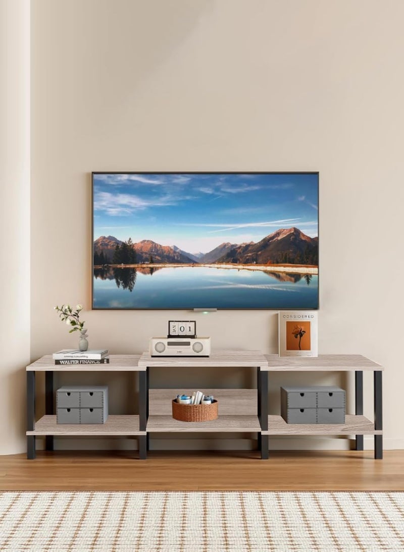 Ammar Space TV Cabinet,Modern TV Console for Living Room Wood Media Center TV Stand with Open Storage Shelves Media Storage Stand Console Table Industrial Design - Image 1