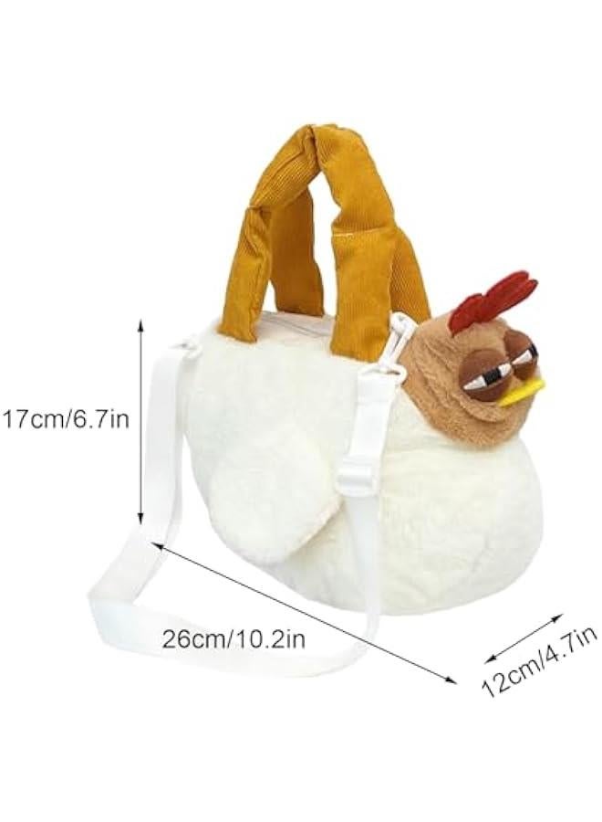 Sleepy Chicken Bag,Novelty Chicken Purse,Cute and Ugly Chicken Plush Handbag,Personality Animal Cartoon Bag,Funny Hen Handbag,Soft Plush Stuffed Hen Handhold Bag for Women  - Image 2