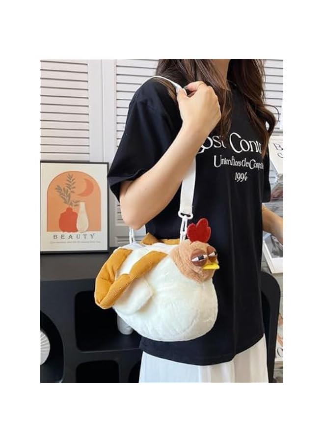 Sleepy Chicken Bag,Novelty Chicken Purse,Cute and Ugly Chicken Plush Handbag,Personality Animal Cartoon Bag,Funny Hen Handbag,Soft Plush Stuffed Hen Handhold Bag for Women  - Image 3