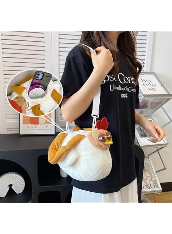 Sleepy Chicken Bag,Novelty Chicken Purse,Cute and Ugly Chicken Plush Handbag,Personality Animal Cartoon Bag,Funny Hen Handbag,Soft Plush Stuffed Hen Handhold Bag for Women  - Image 5