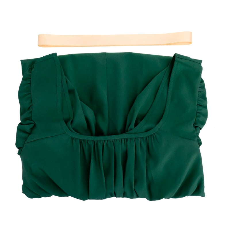 HEQU Regency Dresses for Women with Satin Sash Ruffle Empire Waist Dress Gown (3XL, Dark Green) - Image 4