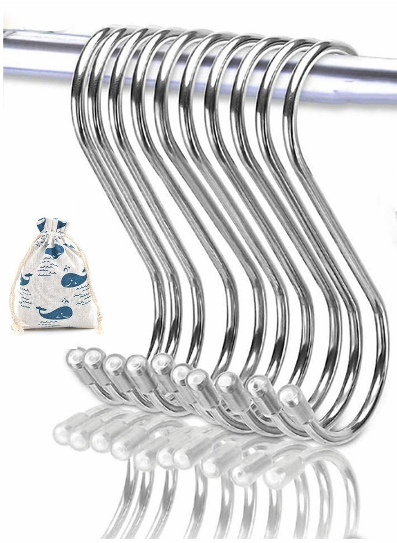 Y&D S Hooks Large 10 Pack Stainless Steel Metal Shaped Heavy-Duty Hanging Hangers with Ball Ends for Spoon Pan Pot Towel in Kitchen Bedroom Bathroom Office  - Image 1